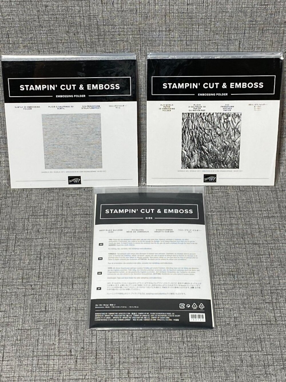 BUNDLE STAMPIN UP 152720 Best Plaid Dies, 153200 3D Folder, 151775 3D EMBOSSING
